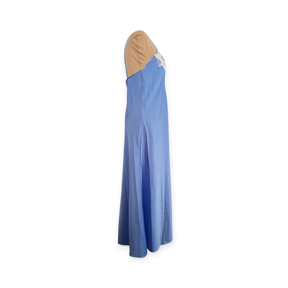 Vintage 70s 80s Natori Blue Satin Slip dress Nightdress - Picture 7 of 9